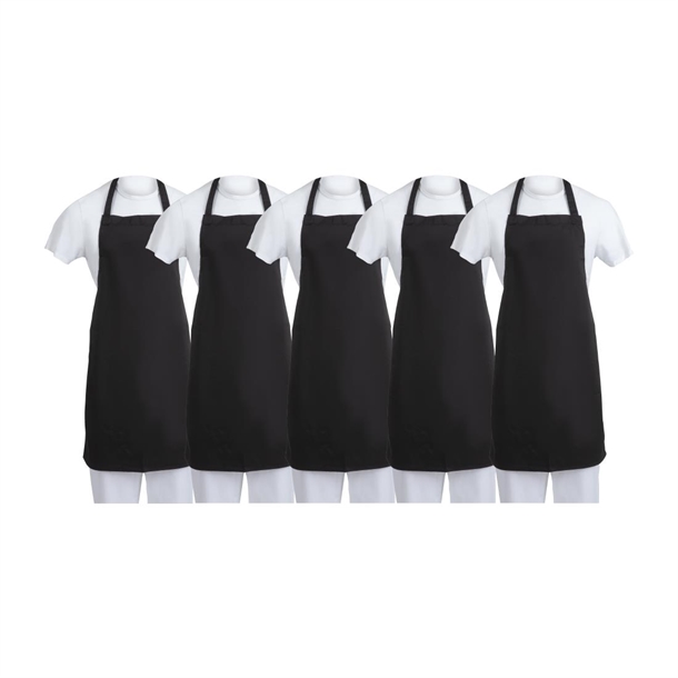 EDLP Whites Bib Apron Polycotton Black - A279 (Pack 5)