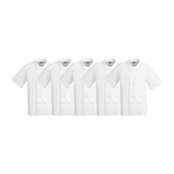 Whites Boston Unisex Kurzarm Kochjacke Weiß L (5 Stück)