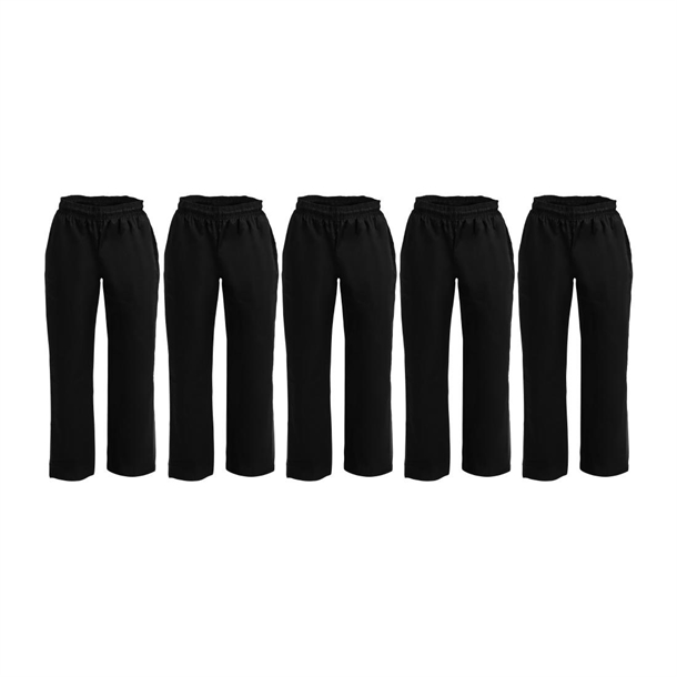Whites Vegas Chefs Trousers Black Polycotton - Size M - A582-M (Pack 5)