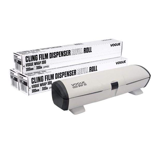Vogue Wrap 300 Dispenser & Cling Film Refill Bundle