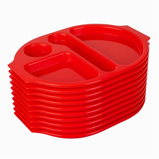Olympia Kristallon PP Oval Compartment Food Tray Red 321-375mm