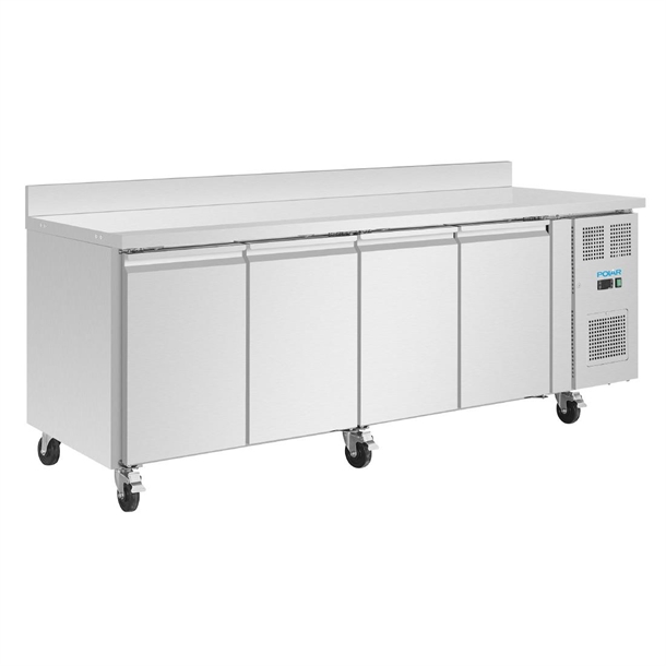 Polar U-Series Four Door Counter Fridge with Upstand - 553Ltr