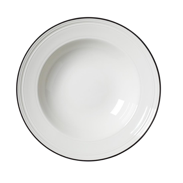 Steelite Bead Black Band Soup/Pasta Plate - 240mm 9 1/2" (Box 12) (B2B)