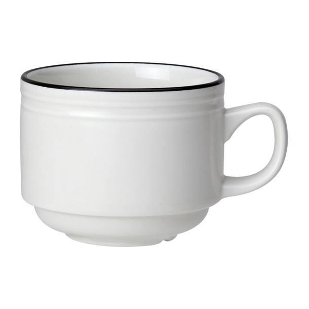 Steelite Bead Black Band Cup Stacking - 200ml 7oz (Box 12) (B2B)