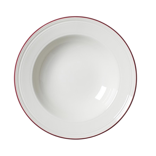 Steelite Bead Maroon Band Soup/Pasta Plate - 240mm 9 1/2" (Box 12) (B2B)
