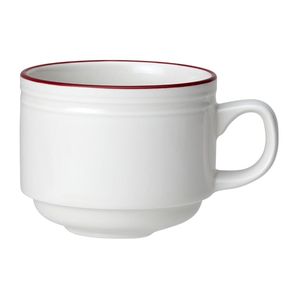 Steelite Bead Maroon Band Cup Stacking - 200ml 7oz (Box 12) (B2B)