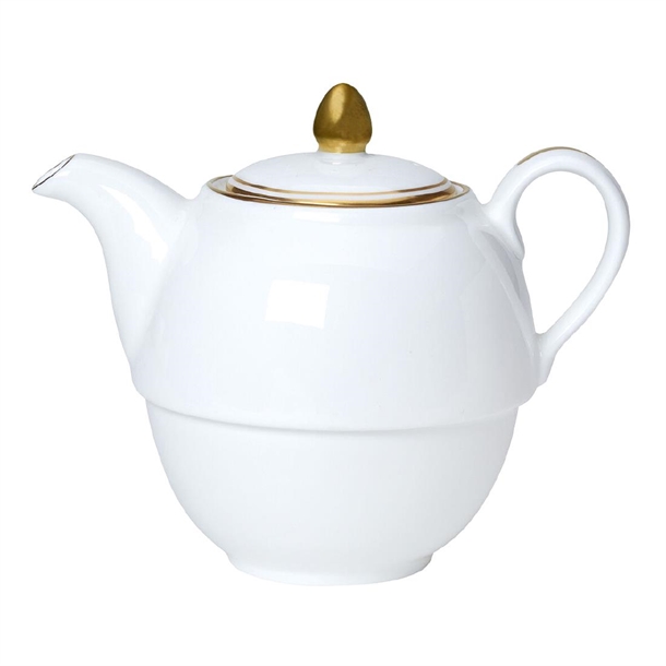 Burnished Gold Coupe Tea Set For One Teapot - 124mm 460ml (Box 6) (B2B)