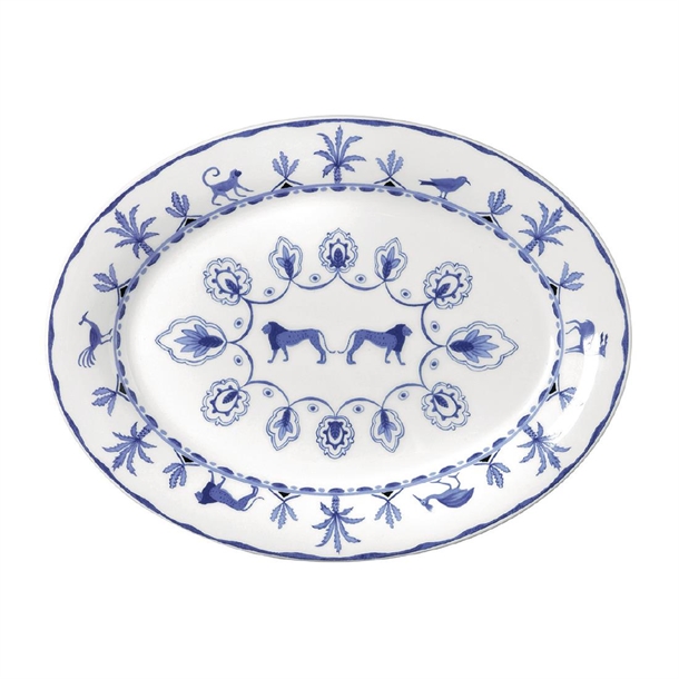 Steelite Sultan's Garden Blue Oval Tray Misc - 350mm (Pack 6) (B2B)