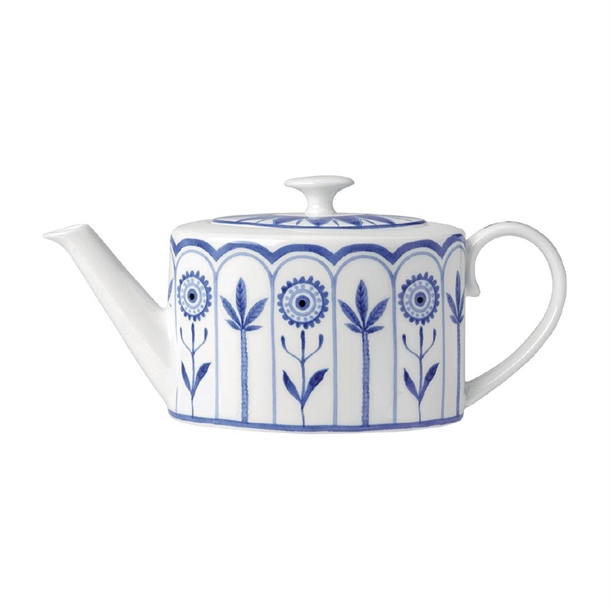 Steelite Sultan's Garden Blue Oval Teapot Coupe - 550ml (Pack 6) (B2B)