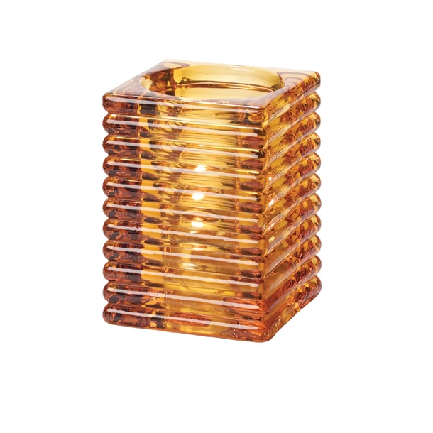 Steelite Horizontal Rib Block Amber Glass Lamp 73mm x 105mm (Pack 6) (B2B)