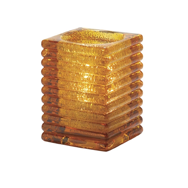 Steelite Horizontal Rib Block Amber Jewel Glass Lamp - 71x105mm (Pack 6)(B2B)