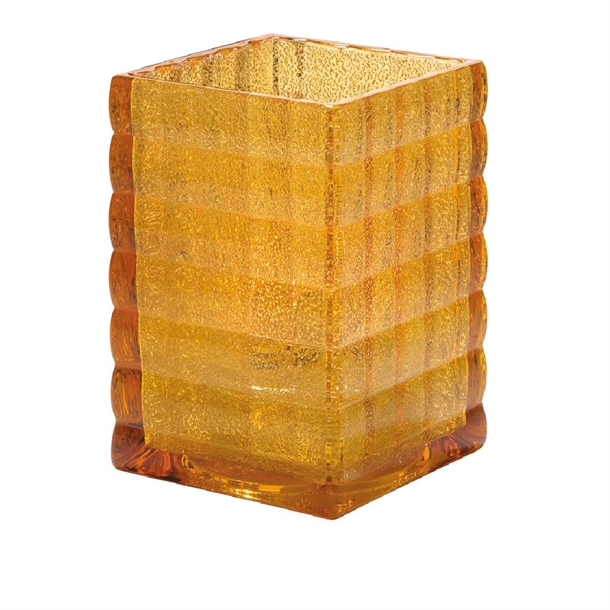 Steelite Optic Block Amber Jewel Glass Lamp 67x95mm (Pack 6) (B2B)