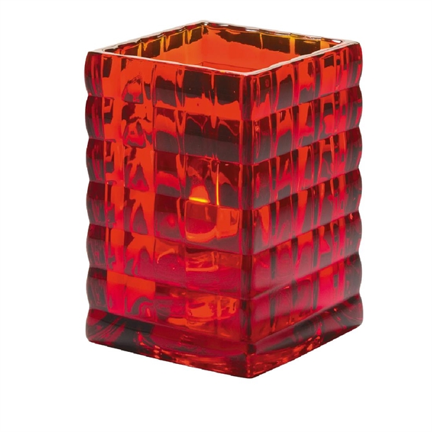 Steelite Optic Block Ruby Glass Lamp 67x95mm (Pack 6) (B2B)