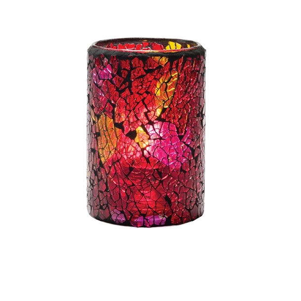 Steelite Red & Gold Crackle Glass Cylinder Lamp - 80x144mm (Pack 24) (B2B)