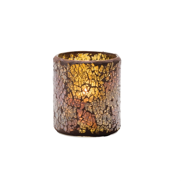Steelite Crackle Gold Crackle Glass Votive Lamp - 76x80mm (Pack 36) (B2B)