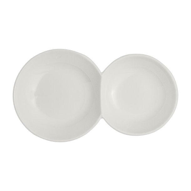 RO White Album 2 Compartment Gourmet Sauce Dish - 170ml (Pack 12) (B2B)