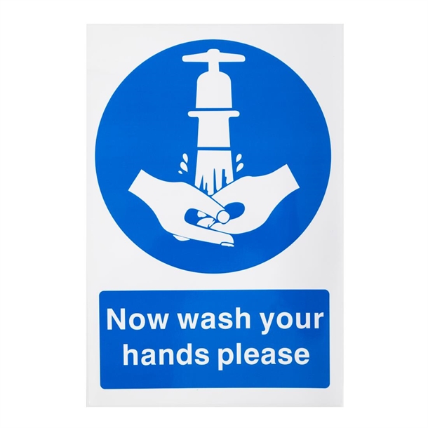 Vogue Now Wash Hands Sign - 300x200mm 11 3/4x7 3/4" (Self-Adhesive)