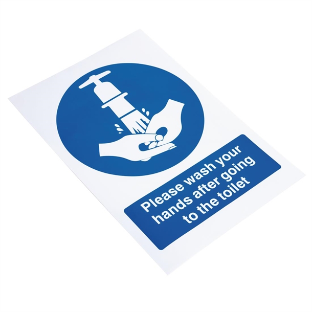 Vogue Wash Hands Toilet Sign - 300x200mm 11 3/4x7 3/4" (Self Adhesive)