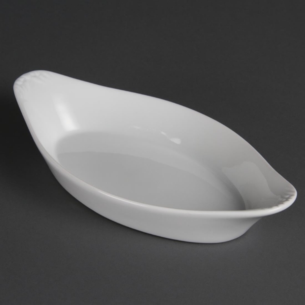 Plats ovales à oreilles Olympia Whiteware 253 x 140mm (lot de 6)