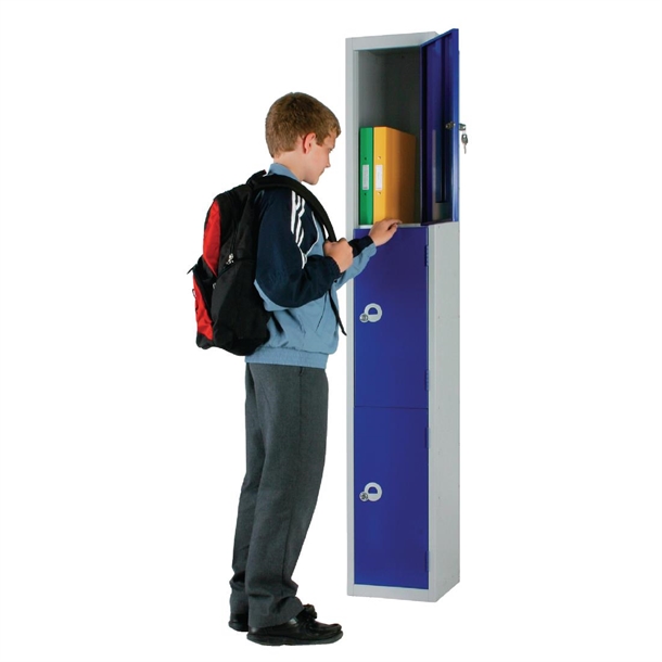 elite-three-door-padlock-locker-with-sloping-top-blue