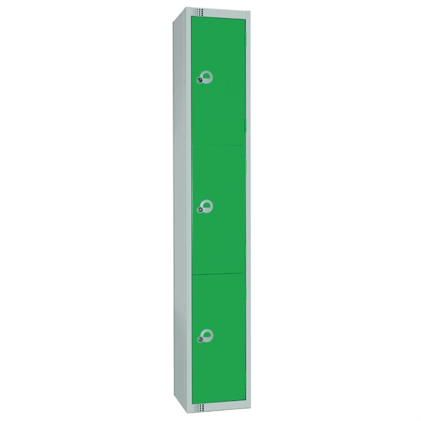 elite-three-door-electronic-combination-locker-with-sloping-top-green