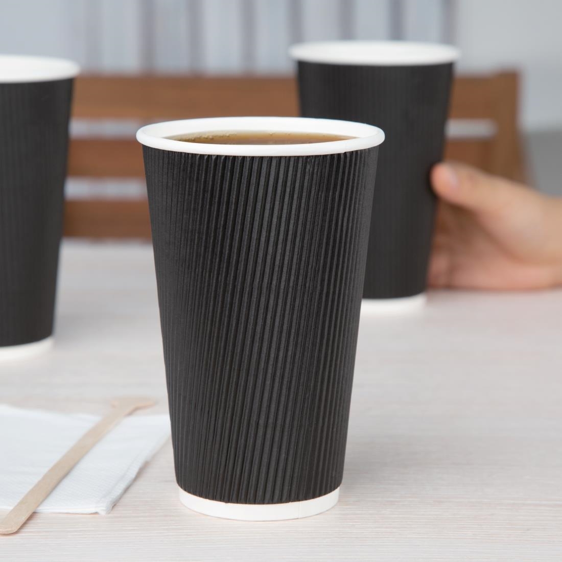 Fiesta Takeaway Coffee Cups Ripple Wall Black 450ml / 16oz - P_CM542 ...