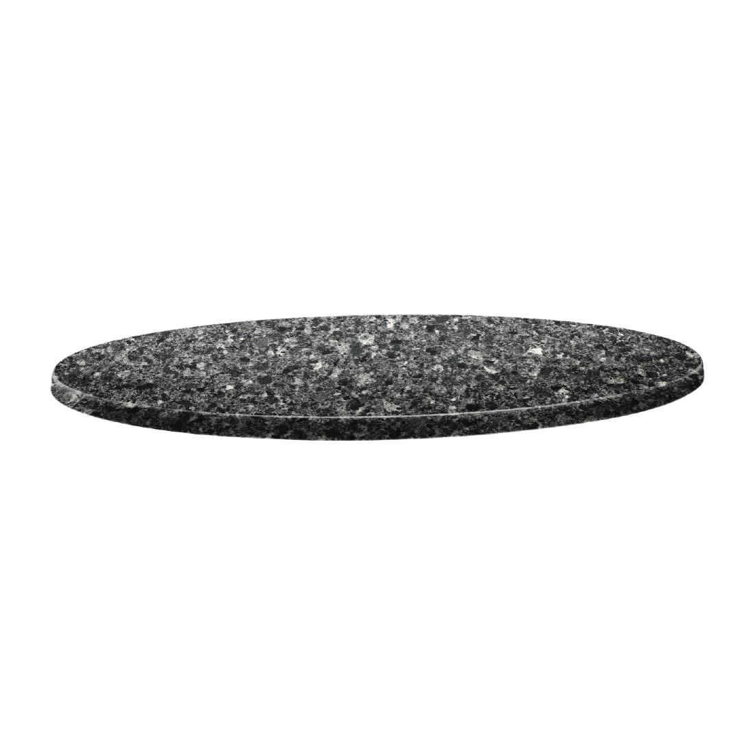 Topalit Classic Line runde Tischplatte schwarzer Granit 60cm