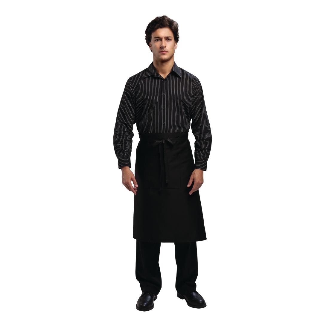 Uniform Works Mens Long Sleeved Shirt Pinstripe Collar Top Restaurant Uniform