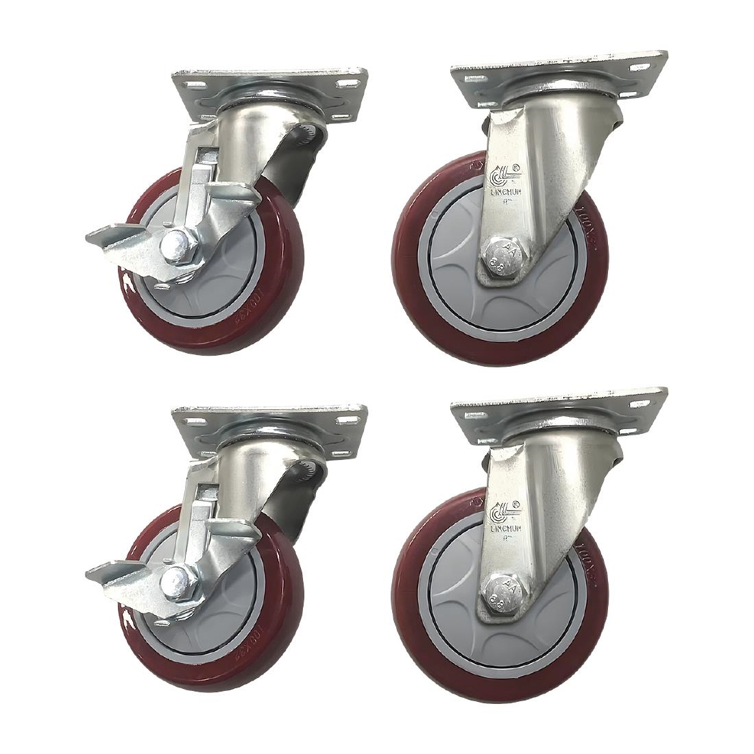 Buffalo Silver 4 Inch Complete Castors (Set Of 4)
