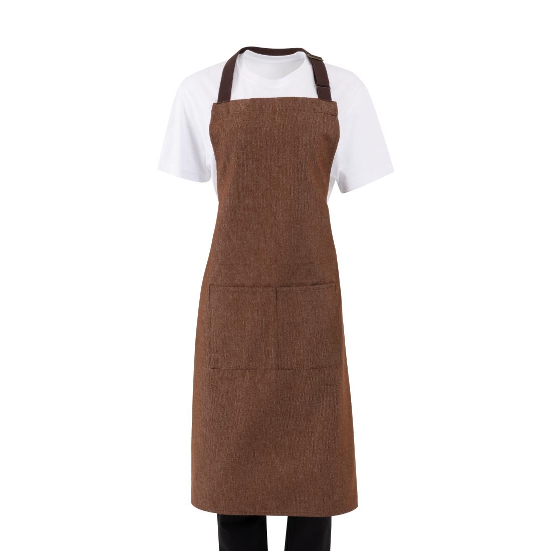 Southside Brown Denim Bib Apron Tan