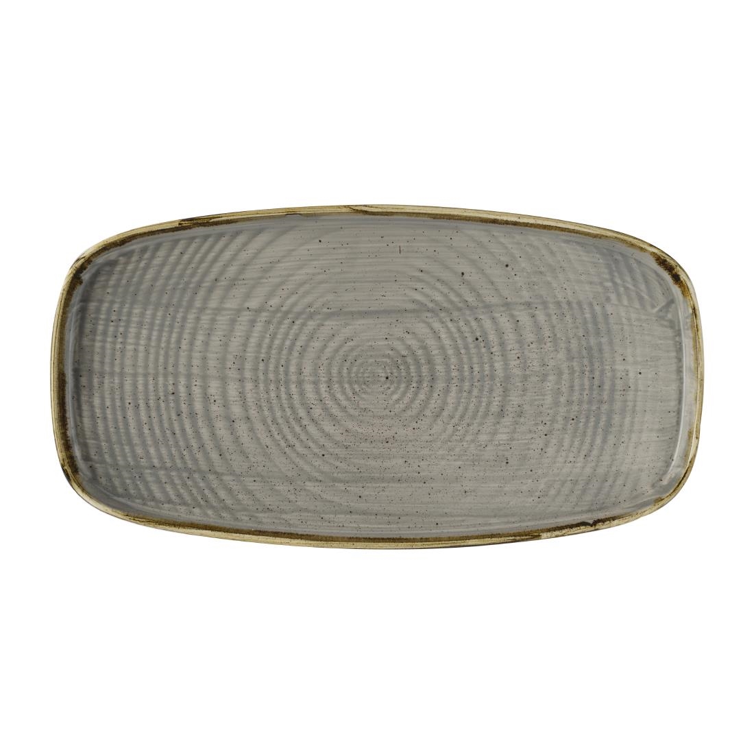 Churchill Grey Stonecast Peppercorn Chefs' Walled Oblong Plates 350Mm (6 Pack)
