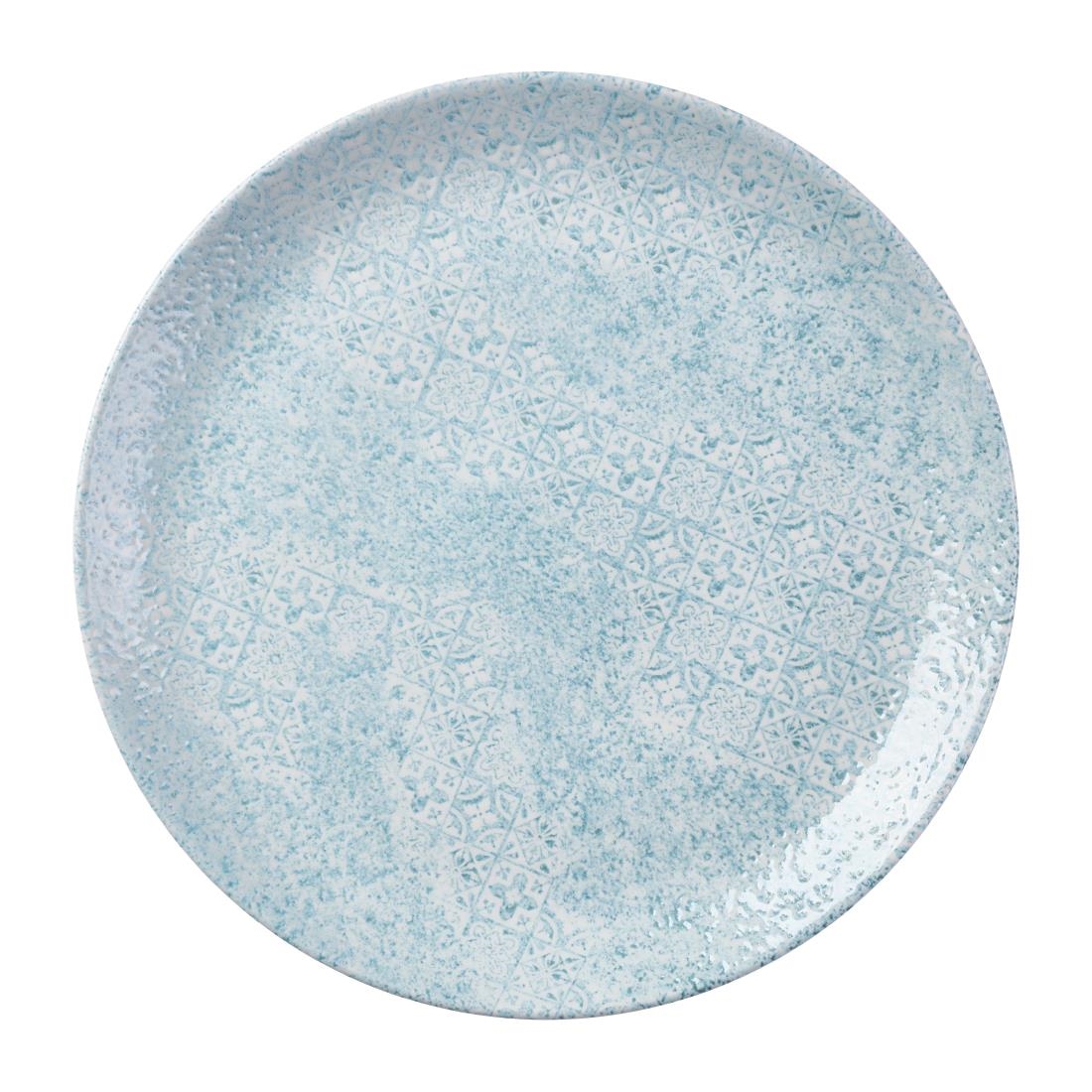 Churchill Blue Vintage Prints Med Tiles Aquamarine Coupe Plates 288Mm (12 Pack)