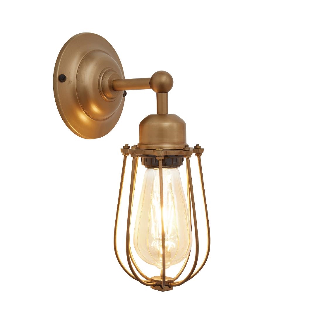 Industville Orlando Wire Cage Wall Light, 4 Inch, Brass in Bronze