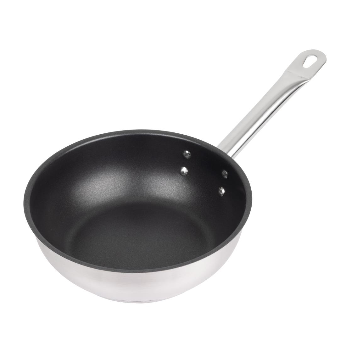 Vogue Silver Stainless Steel Non-Stick Teflon Platinum Plus Sauté Pan 20Cm