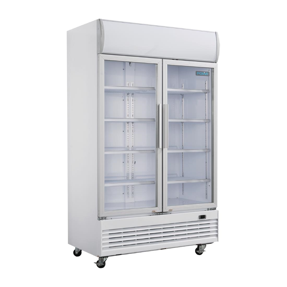 Polar G-Serie Zweitürige Displaykühlung mit Leuchtkasten 950L Schwingtüren
