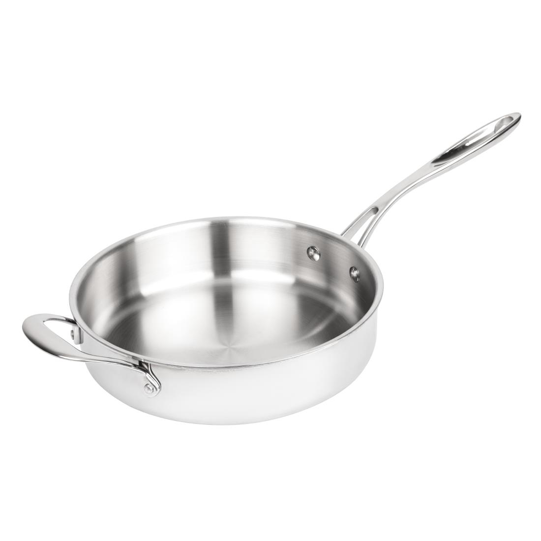 Vogue Silver Stainless Steel And Aluminium Tri-Wall Sauté Pan 24Cm