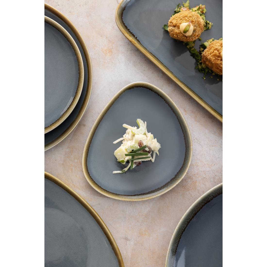 Olympia Kiln Triangular Side Plates Ocean 165mm (6 Pack) - GP341