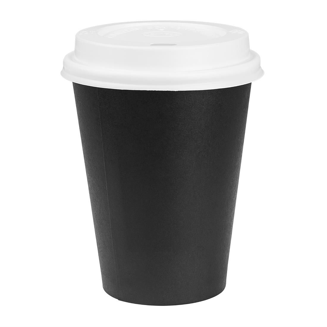 Nisbets Essentials Black Hot Cups And Lids Pack 12Oz (300 Pack)