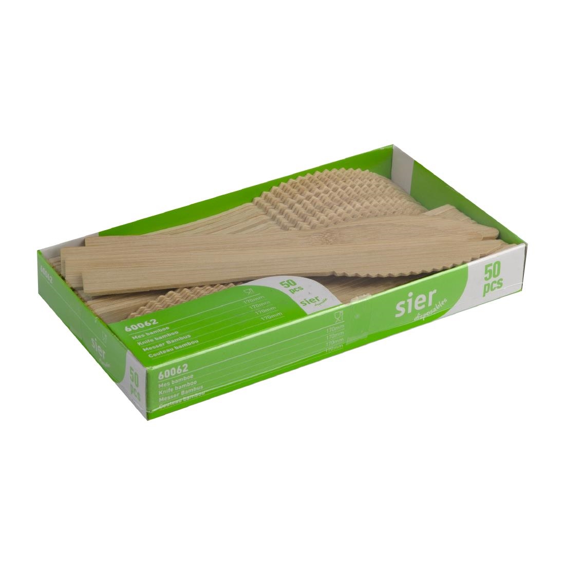 Sier Einwegbesteck Messer Bambus 170mm (50 Stck) - HZ711 - Nisbets