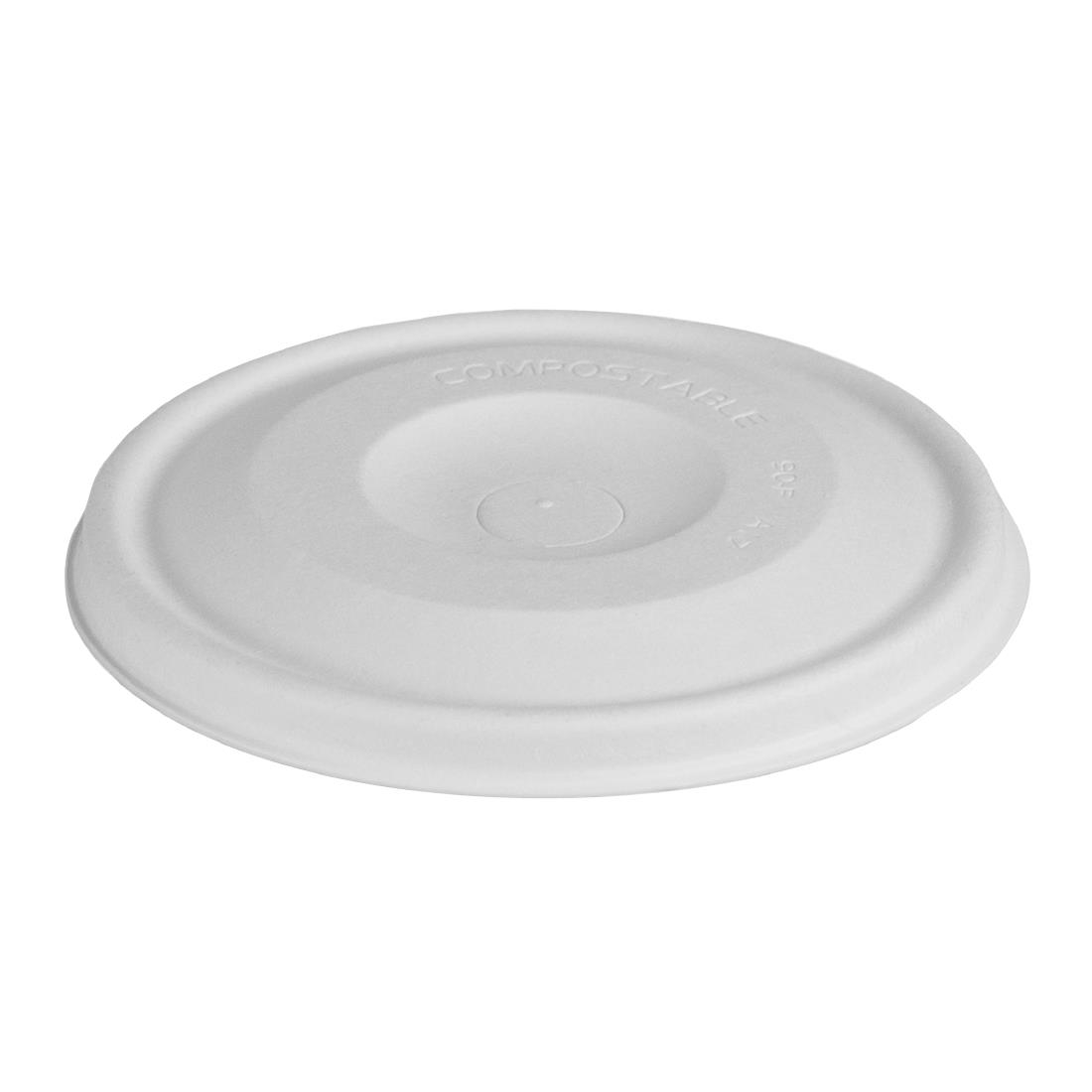 Vegware White Nourish Moulded Fibre Cold Cup Flat Lids With Hole 89-Series (1000 Pack)