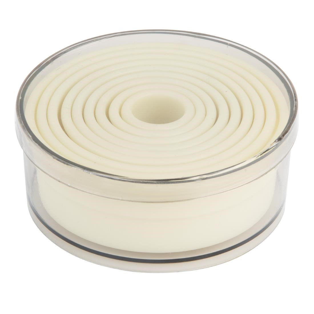 Vogue Cream Plain Round Nylon Pastry Cutters ( 9 Pack)