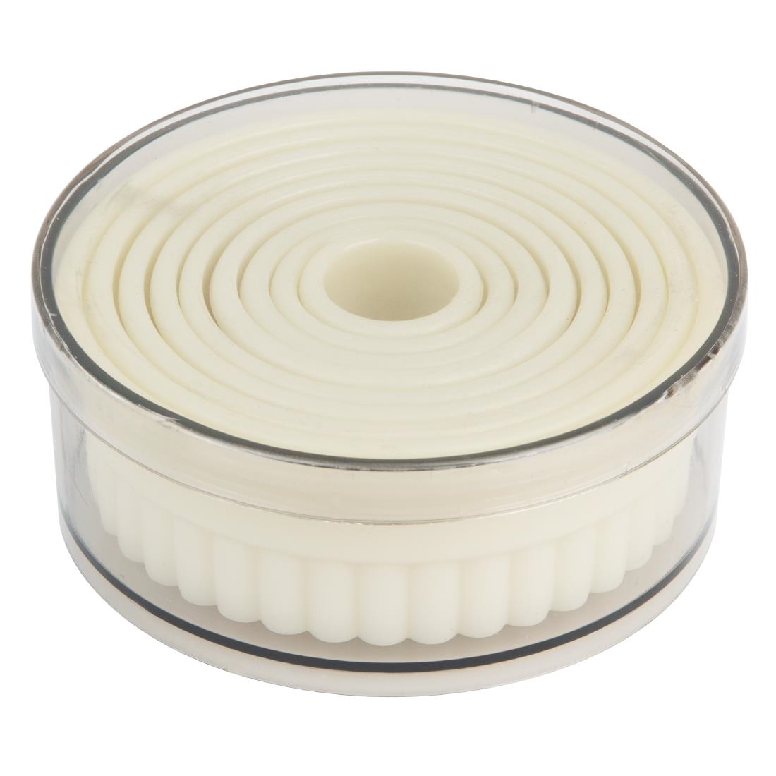 Vogue Cream Serrated Round Pastry Cutters Nylon ( 9 Pack)