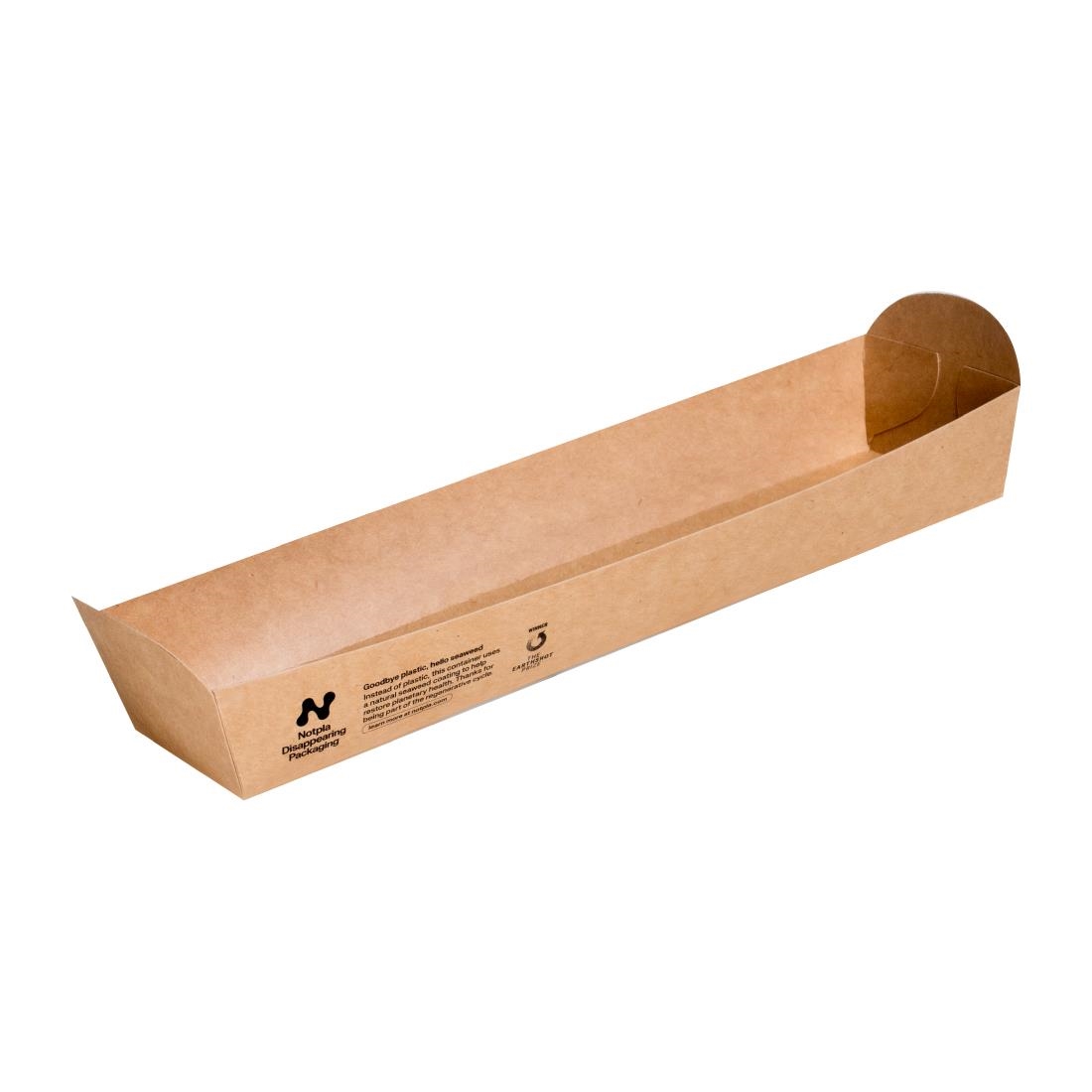Notpla Brown 10"X3" Hotdog Trays - Kraft (320 Pack)