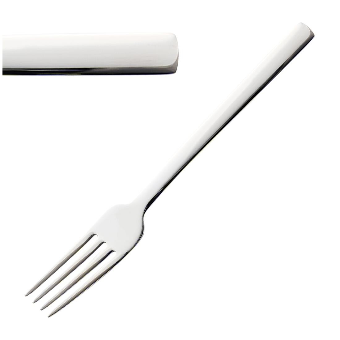 Churchill Silver Linear Cutlery Dessert Forks (12 Pack)