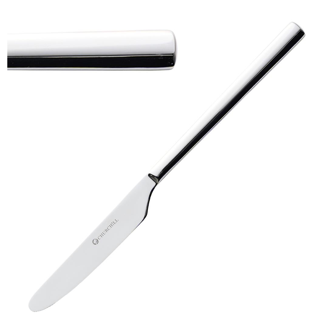 Churchill Silver Linear Cutlery Dessert Knives (12 Pack)
