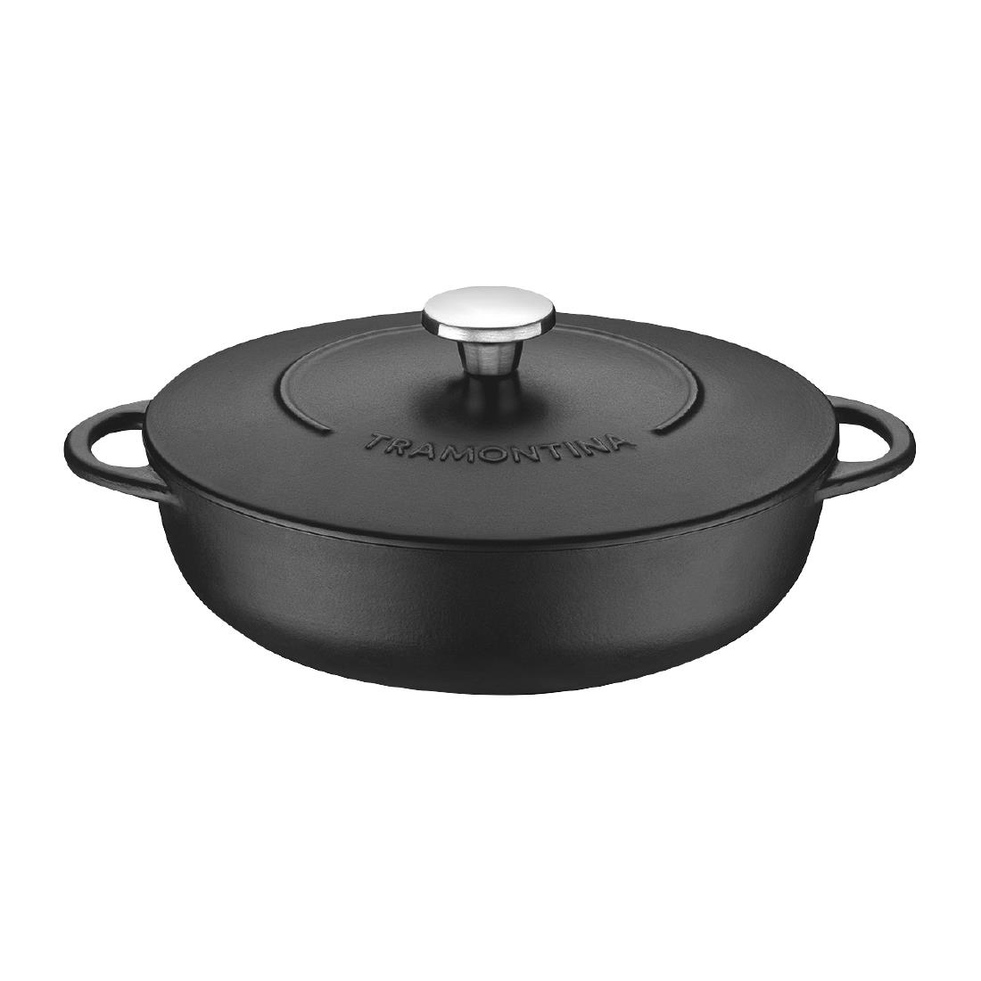 Tramontina Black Enamel Cast Iron Shallow Casserole Dish 361Mm