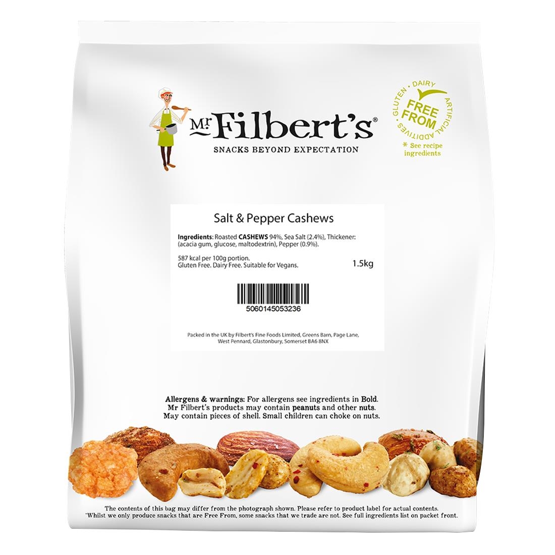 Mr Filbert's Black Loose Serve Catering Bag Salt & Pepper Cashews 1.5Kg
