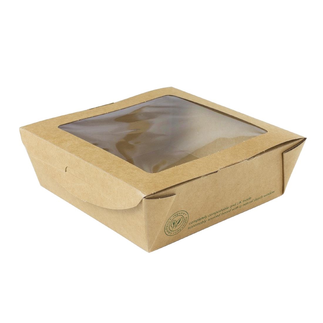 Vegware Salad Boxes with Window Kraft Medium 650ml (300 Pack)