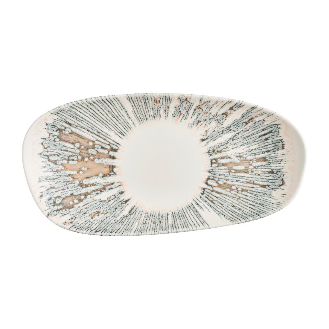Churchill Super Vitrified Brown Churchill Lyra Organic Oblong Plates Pink Opal 300X150mm (12 Pack)