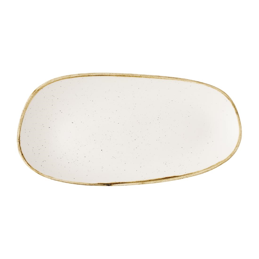 Churchill Super Vitrified White Churchill Stonecast Opal Oblong Plates Barley 300X150mm (12 Pack)